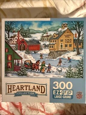 “Flat Brook Pond Hockey” by Bonnie White 300 piece Puzzle Heartland Collection
